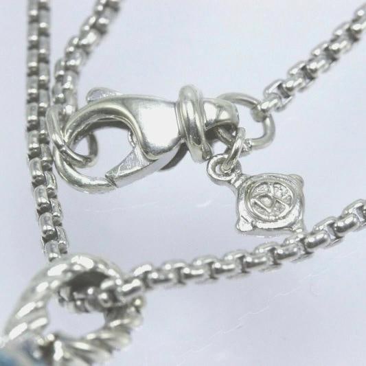 David Yurman Crossover 18K Gold Silver Aquamarine Cable Choker Necklace Pendant - 4