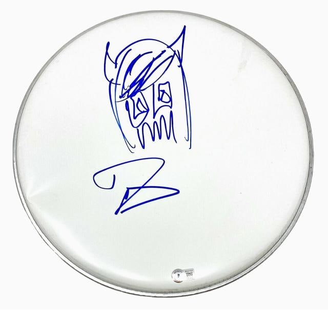 Dave Grohl Signed Autograph 14" Drumhead Hand Drawn Sketch Nirvana Beckett COA: Industry: Music,Autograph Authentication: Beckett,Object Type: Drumhead,Original/Reproduction: Original,Country of Origin: United States