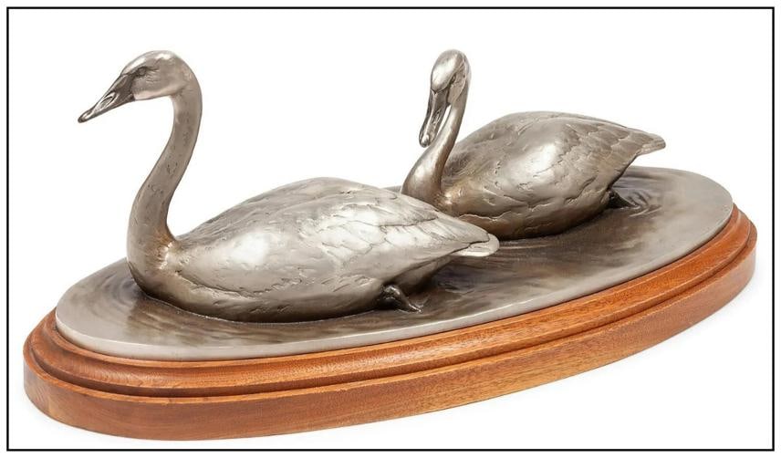 Chester Comstock Original Bronze Sculpture Wildlife Swan Animal Signed Artwork - 2