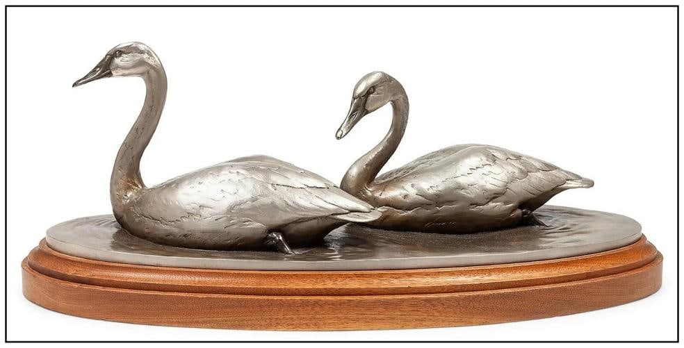 Chester Comstock Original Bronze Sculpture Wildlife Swan Animal Signed Artwork - 3