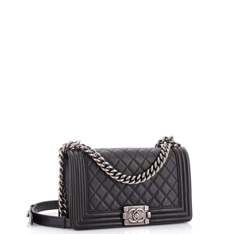 Chanel Boy Flap Bag Quilted Caviar Old Medium - 2