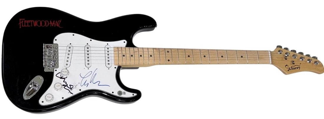 Fleetwood Mac Lindsey Buckingham Christine McVie Signed Electric Guitar BAS COA - 2