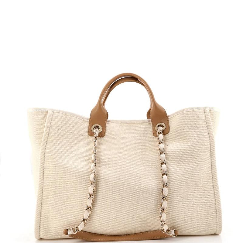 Chanel Deauville Tote Pearl Embellished Canvas Medium - 3