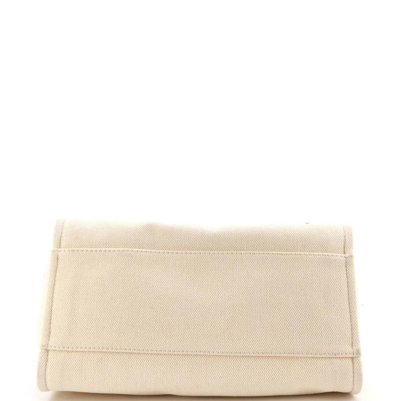 Chanel Deauville Tote Pearl Embellished Canvas Medium - 4