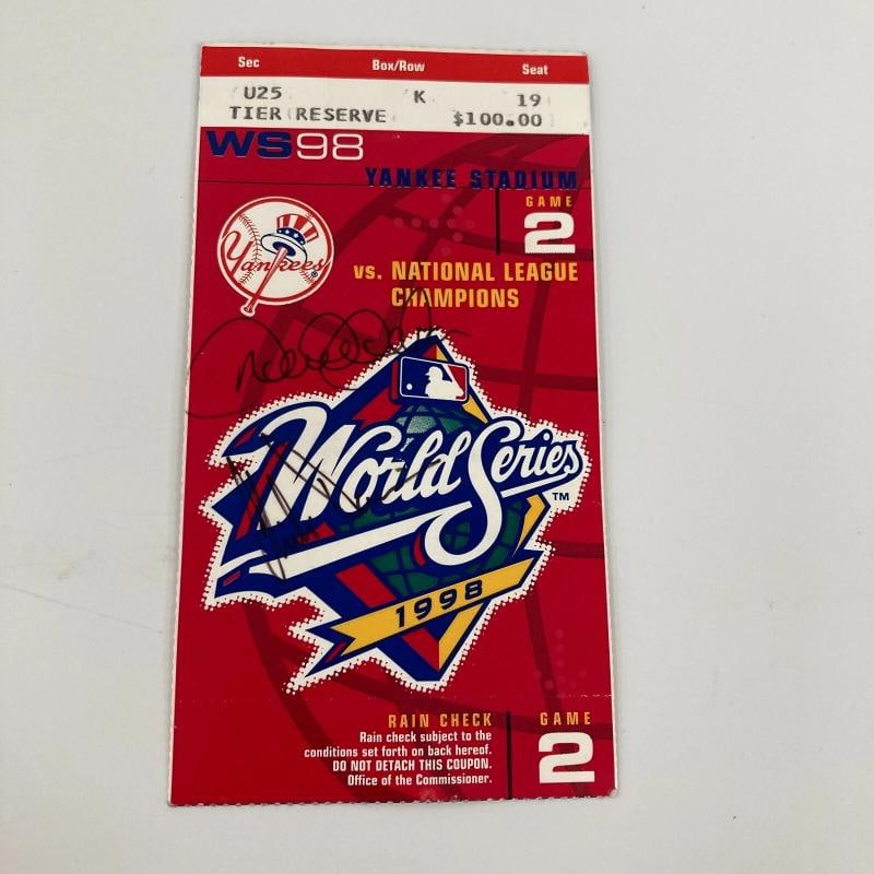 Derek Jeter Signed 1998 World Series Game Two Original Ticket JSA COA: Sport: Baseball,Player: Derek Jeter,Signed: Yes,Original/Reprint: Original,Autograph Authentication: James Spence Authentication (JSA),Product: Ticket Stub,Team: New York Yankees,Country of Origin: