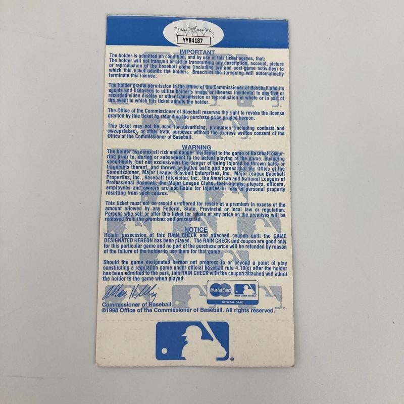 Derek Jeter Signed 1998 World Series Game Two Original Ticket JSA COA - 4