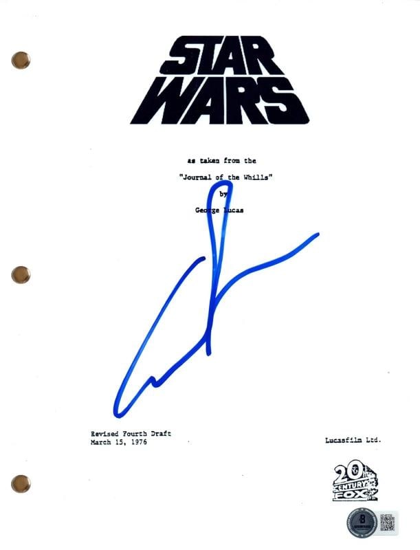 George Lucas Signed Star Wars Movie Script Full Screenplay Autograph Beckett COA: Industry: Movies,Movie: Star Wars: Episode IV Ã¢â‚¬â€œ A New Hope,Signed by: George Lucas,Signed: Yes,Autograph Authentication: Beckett,Object Type: