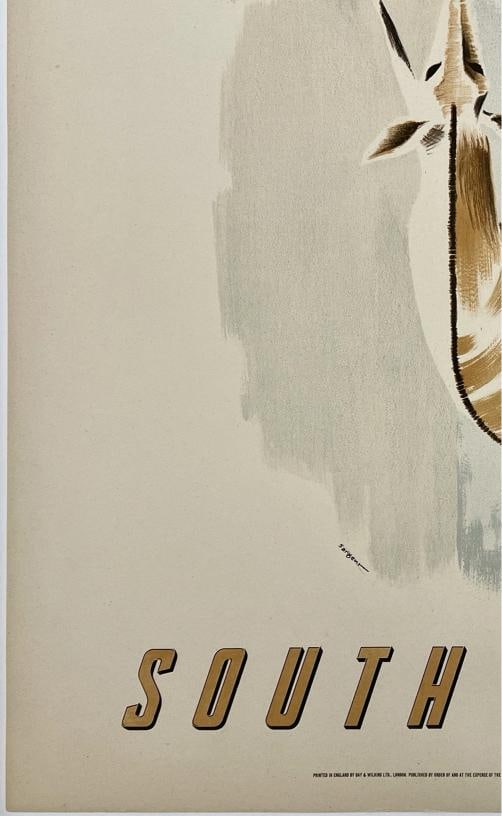 Original Vintage Poster CALL OF THE WILD SOUTH AFRICA ANTELOPE Travel Tourism OL - 4