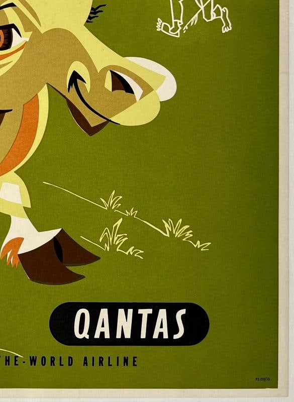 Original Vintage Poster MANILA QANTAS Airline Travel Tourism LINEN 15" x 20" - 5