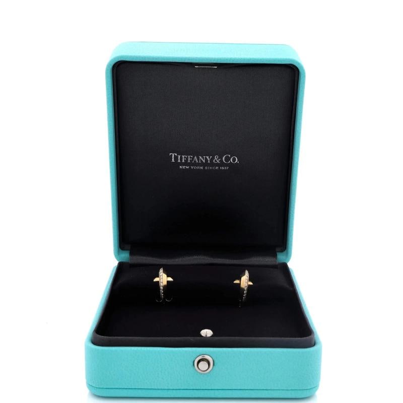 Tiffany & Co. T1 Hoop Earrings 18K Yellow Gold with Diamonds Extra Small - 2