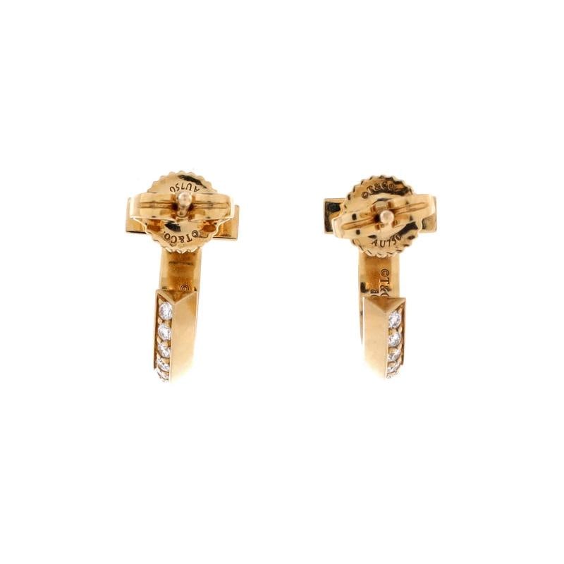 Tiffany & Co. T1 Hoop Earrings 18K Yellow Gold with Diamonds Extra Small - 3