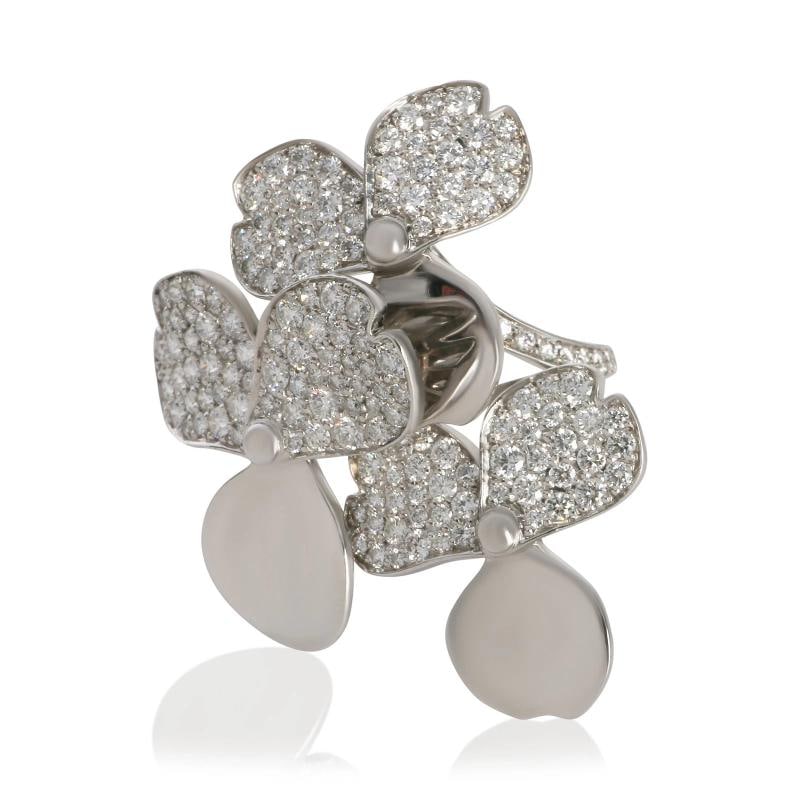 Tiffany & Co. Platinum Diamond Paper Flowers Ring: Condition: Pre-owned - Good,Shape: Round Brilliant,Side Stone Type: Diamond,Side Stone Weight (cts): 1.49,Metal Purity: 950,With Original Box/Packaging: No,With Papers: No,Gross Weight (grams):