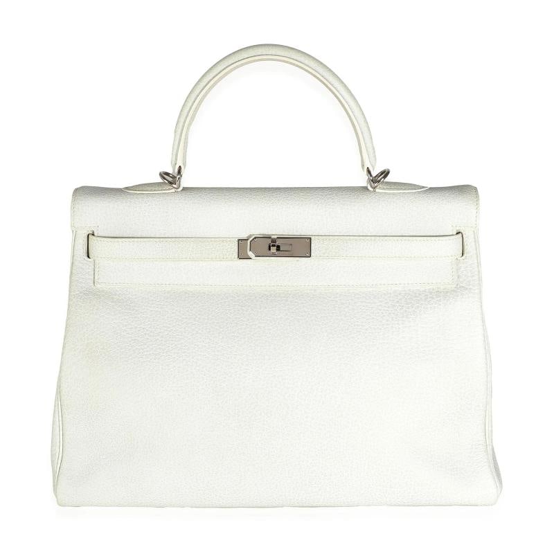 HermÃƒÂ¨s Gris Perle White Buffalo Skipper Dalmatian Retourne Kelly 35 PHW: Condition: Pre-owned - Good,Dimensions: 13.5 x 9.5 x 5,Handbag Accessories: Box;Clochette;Dustbag;Lock;Raincoat;Key;Felt Protector,Bag Width: 13.5 in,Bag Depth: 5 in,Bag Height: 9.5 in,Department: