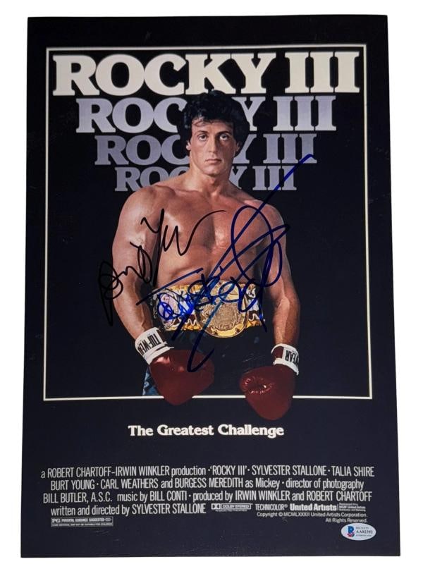 Sylvester Stallone Rocky III Cast Signed Autograph 11x17 Poster Shire Young BAS (1 of 9)