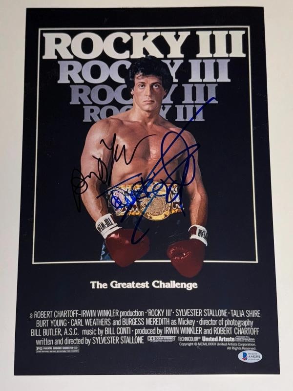 Sylvester Stallone Rocky III Cast Signed Autograph 11x17 Poster Shire Young BAS - 2