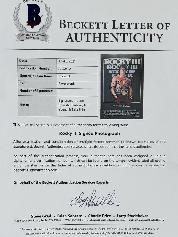 Sylvester Stallone Rocky III Cast Signed Autograph 11x17 Poster Shire Young BAS - 9