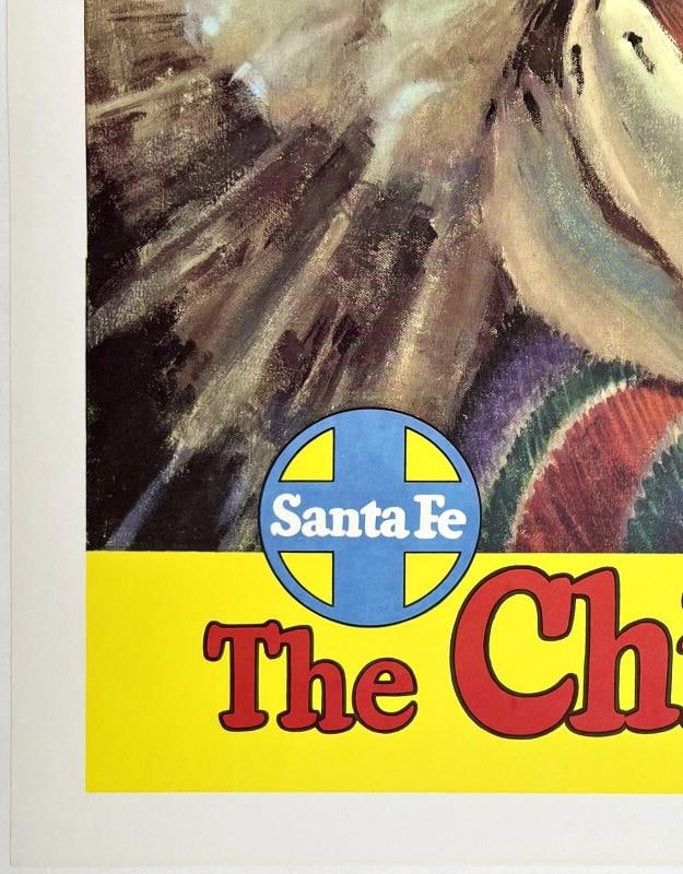 Original Vintage Poster SANTA FE RAILROAD - THE CHIEF WAY Rail Travel LINEN: Condition: Used,Country of Origin: United States,Modified Item: No