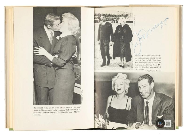 Joe DiMaggio Signed Marilyn Monroe Photo Book Beckett COA RARE: Sport: Baseball,Player: Joe DiMaggio,Signed: Yes,Autograph Authentication: Beckett Authentication Services (BAS),Original/Reprint: Original,Product: Photo,Team: New York Yankees,Country of Origin: