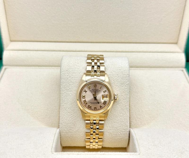 Rolex Ladies Datejust 6916 26mm Champagne Roman Dial 18K Yellow Gold Box Paper - 2