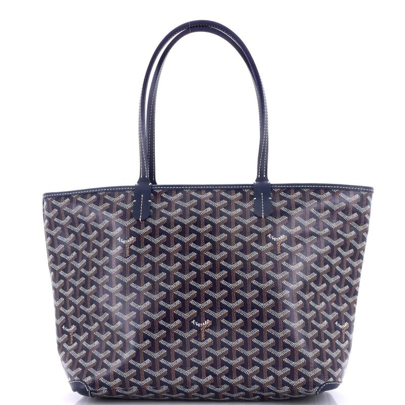 Goyard Artois Tote Coated Canvas PM: Condition: Pre-owned - Excellent,Brand: Goyard,Exterior Material: Canvas Coated, Leather,Style: Totes,Exterior Color: Blue,Department: Women,Size: Pm,Accessories: Dust Bag