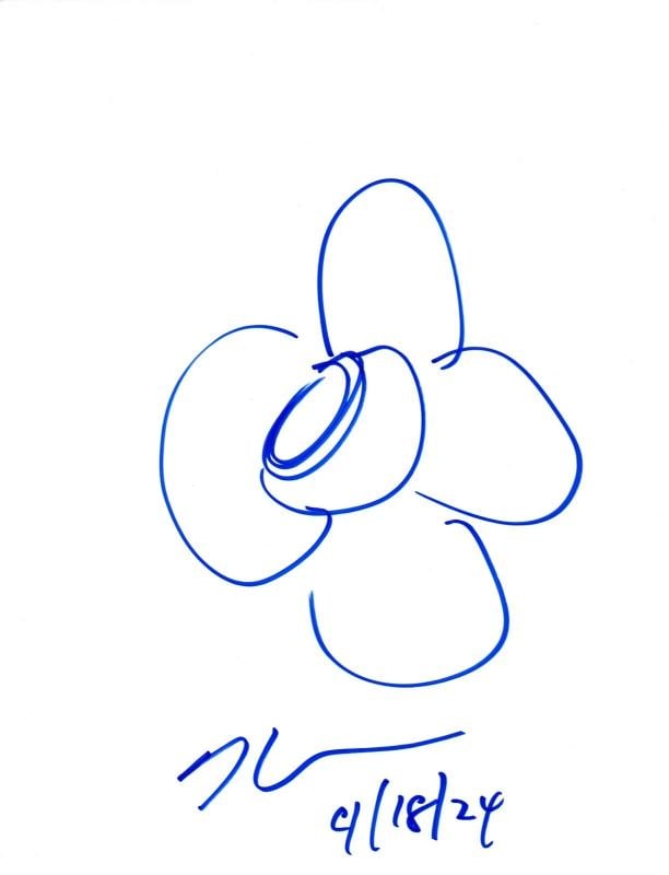 Jeff Koons Signed Autograph Original Art Flower Sketch Drawing 8.5x11 BAS COA: Artist: Jeff Koons,Signed: Yes,Material: Paper, Ink,Item Length: 11,Subject: Flowers,Type: Drawing,Year of Production: 2024,Original/Licensed Reproduction: Original,Item Height: 11 in,Theme: