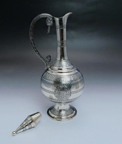 late 1800s/early 1900s Fantastic Turkish Silver Decanter / Ewer & 6 Cups Set - 2