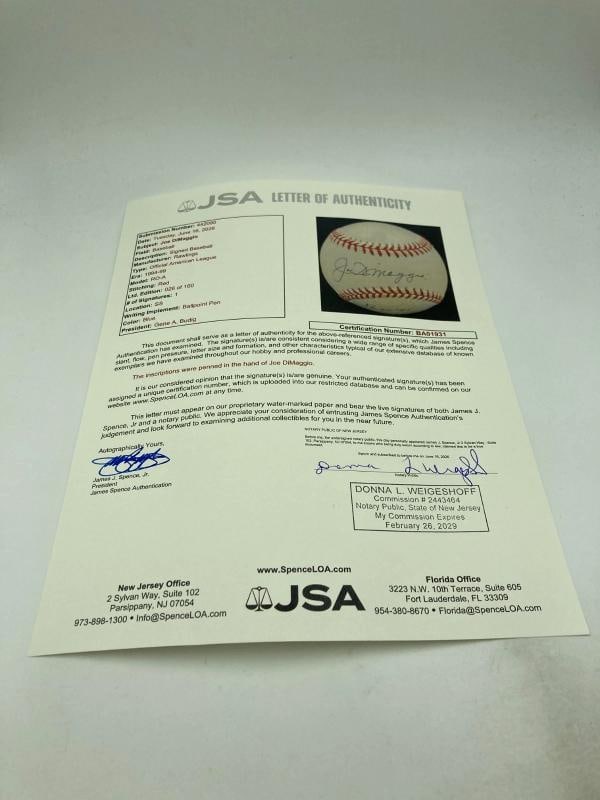 Joe Dimaggio Signed Heavily Inscribed STAT Baseball JSA COA - 3
