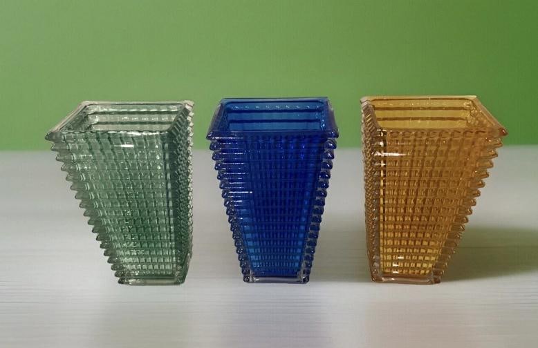Set Of 3 Heavy Crystal Multi Color Vases Maker Not Baccarat H12Ã¢â‚¬Â - 6
