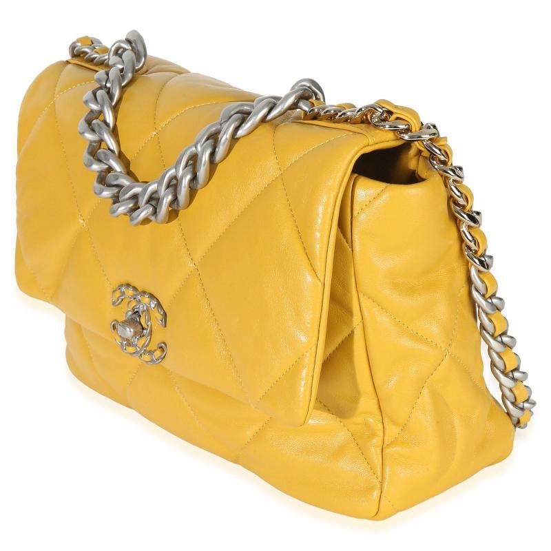 Chanel Yellow Quilted Lambskin Large Chanel 19 Flap Bag - 3