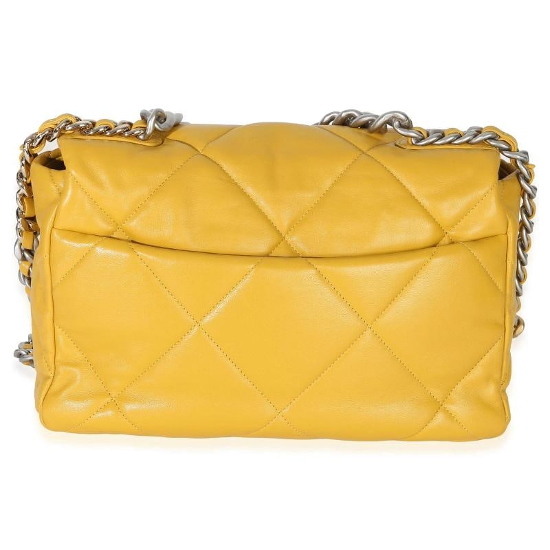 Chanel Yellow Quilted Lambskin Large Chanel 19 Flap Bag - 5