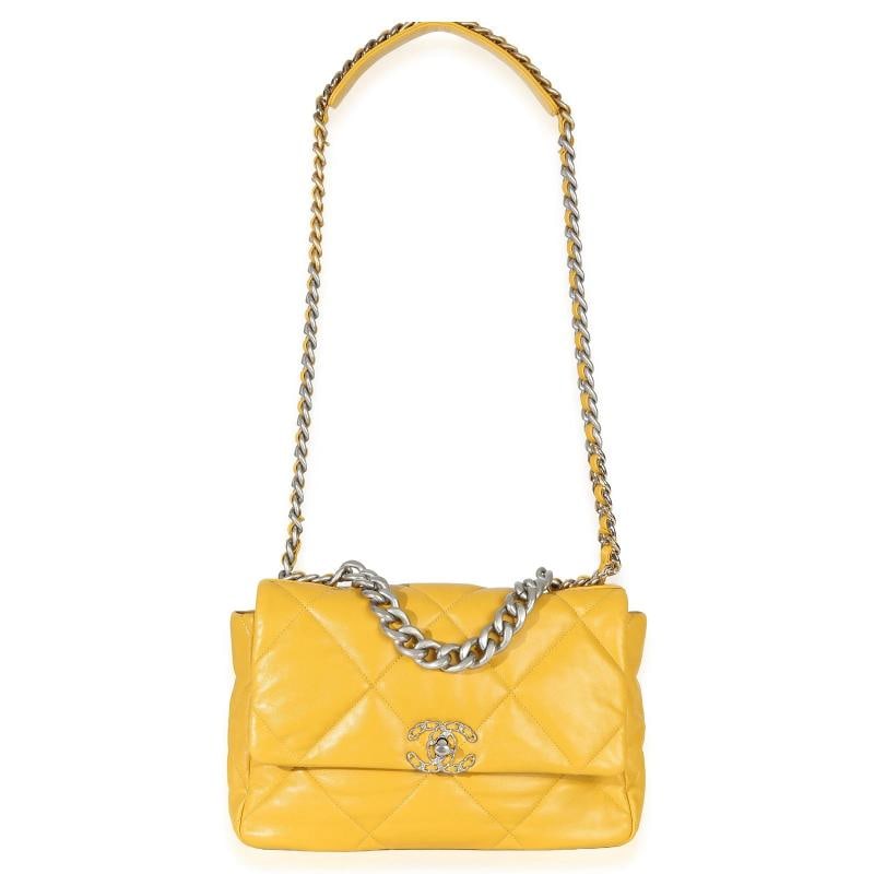 Chanel Yellow Quilted Lambskin Large Chanel 19 Flap Bag - 6