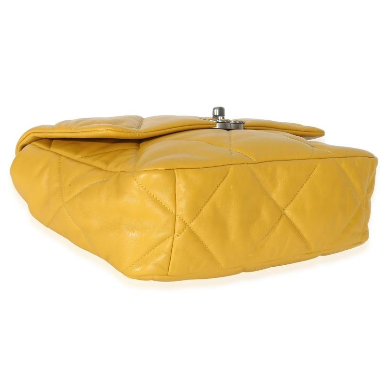 Chanel Yellow Quilted Lambskin Large Chanel 19 Flap Bag - 8