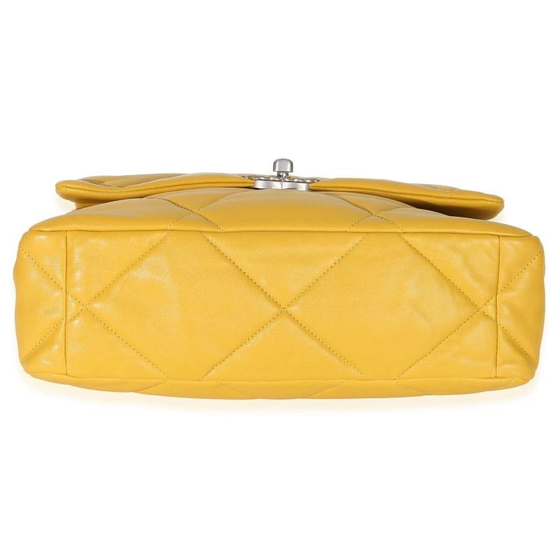 Chanel Yellow Quilted Lambskin Large Chanel 19 Flap Bag - 9