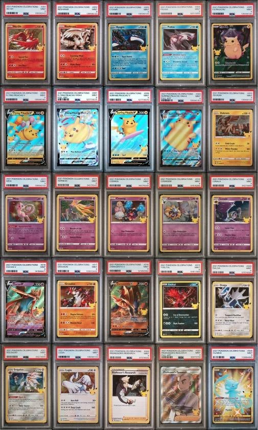 2021 POKEMON CELEBRATIONS FULL 25 CARD SET PSA 9 MINT: Condition: Graded - PSA 9: Professionally graded ,Convention/Event: PokÃƒÂ©mon 25th Anniversary,Card Size: Standard,Autographed: No,Set: Celebrations,Custom Bundle: No,HP: 130 130