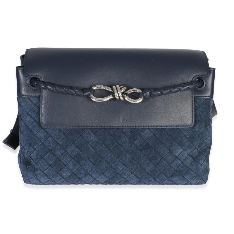 Bottega Veneta Neptune Intrecciato Suede Andiamo Messenger Bag: Condition: Pre-owned - Good,Dimensions: 11 x 7.5 x 4.25,Handbag Accessories: Box;Dustbag;Care Booklet;Retail Tag,Bag Width: 11 in,Bag Depth: 4.25 in,Bag Height: 7.5 in,Department: Unisex,Style: Messen