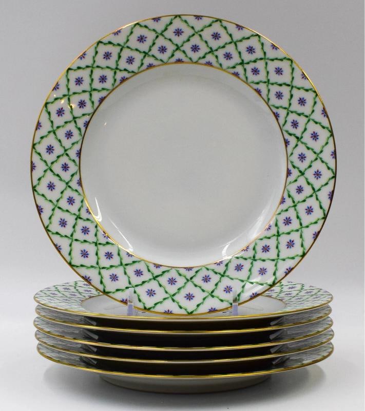 6 Le Tallec Hand Painted French Dessert Plates Made For BarneyÃ¢â‚¬â&: Condition: Used,Brand: Le Tallec,Type: Dessert Plate,Features: Hand Painted,Material: Porcelain,Country of Origin: France