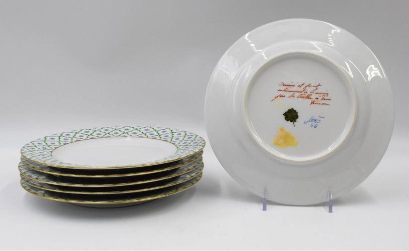 6 Le Tallec Hand Painted French Dessert Plates Made For BarneyÃ¢â‚¬â& - 5