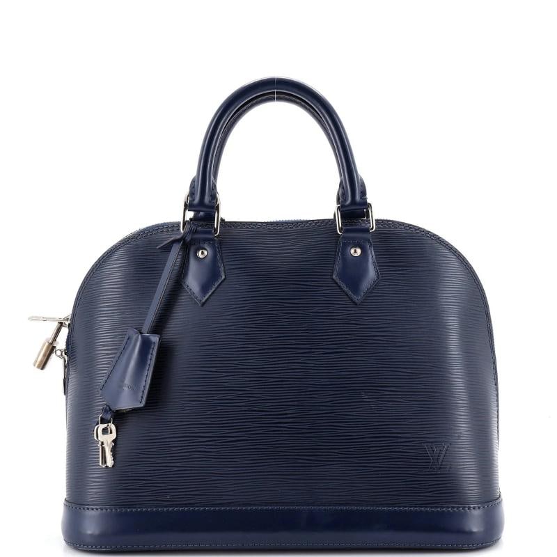 Louis Vuitton Alma Handbag Epi Leather PM: Condition: Pre-owned - Good,Brand: Louis Vuitton,Exterior Material: Leather,Style: Top Handle,Exterior Color: Blue,Department: Women,Size: Pm,Accessories: Lock, Keys, Clochette