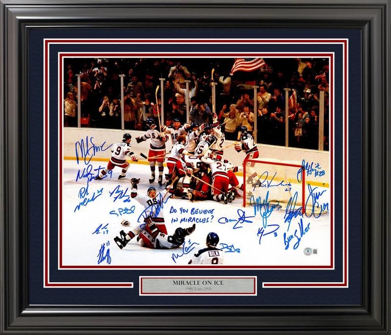 1980 USA Miracle On Ice Team Signed 16x20 "Do You Believe" 18 Sigs BAS Witness (1 of 5)