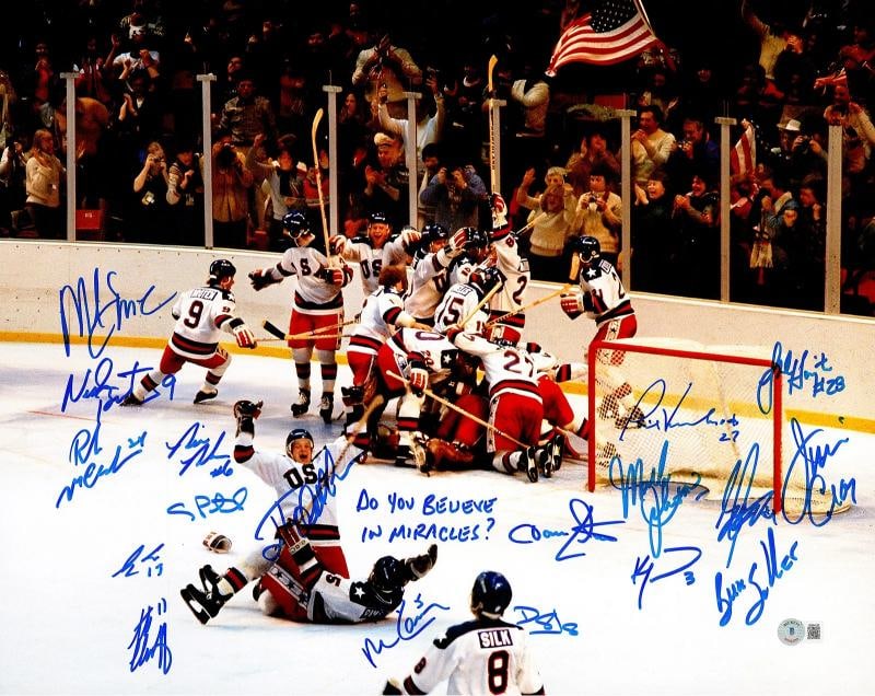 1980 USA Miracle On Ice Team Signed 16x20 "Do You Believe" 18 Sigs BAS Witness - 2