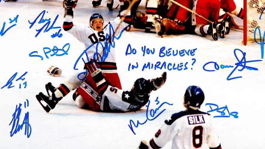 1980 USA Miracle On Ice Team Signed 16x20 "Do You Believe" 18 Sigs BAS Witness - 5