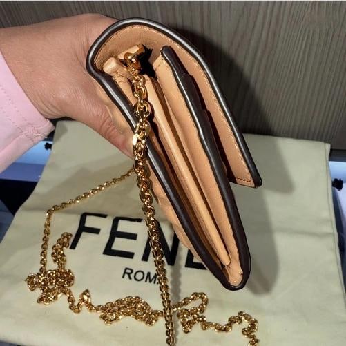 Fendi Continential Wallet on Chain tan leather - 5