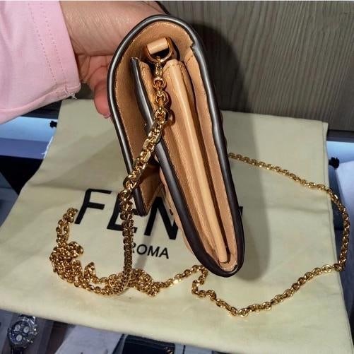 Fendi Continential Wallet on Chain tan leather - 6