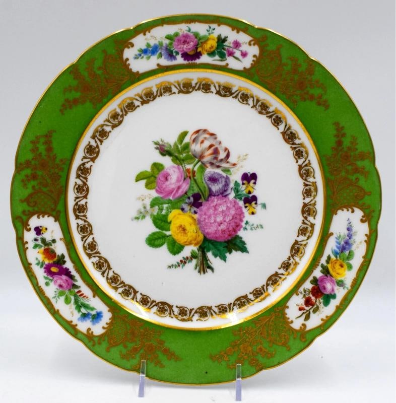 Antique Fine Pair of French Feuillet Paris Plates - Circa 1860 - 5