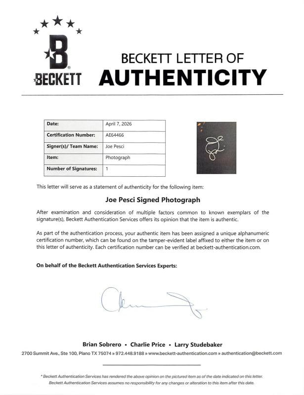Joe Pesci Casino Authentic Signed 16x20 Framed Vertical Blackout Photo BAS - 3