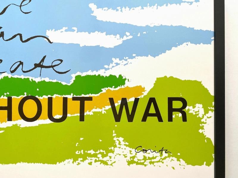 CORITA KENT RARE 1985 "LIFE WITHOUT WAR" LITHO PRINT FRAMED LARGE POP ART POSTER - 10