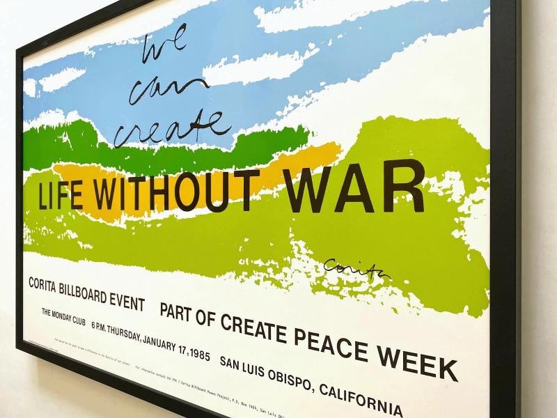 CORITA KENT RARE 1985 "LIFE WITHOUT WAR" LITHO PRINT FRAMED LARGE POP ART POSTER - 11
