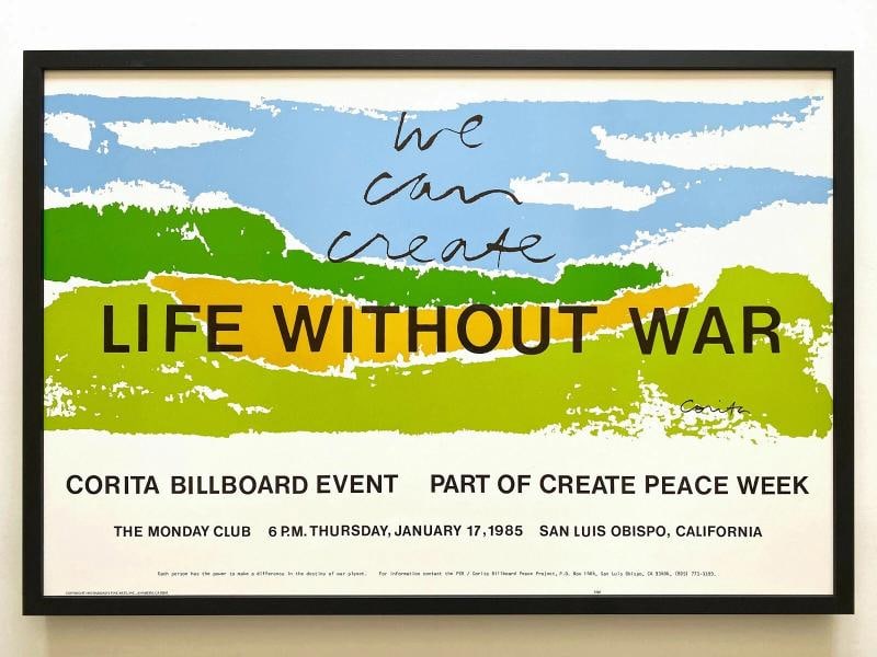CORITA KENT RARE 1985 "LIFE WITHOUT WAR" LITHO PRINT FRAMED LARGE POP ART POSTER: Condition: Used,Size: Large,Artist: CORITA KENT,Framing: Framed,Style: Mid-Century Modern, Contemporary, Modernism, Pop Art,Material: Paper,Theme: Peace, Anti-War, Art,Type: Poster,Features: RARE OUT