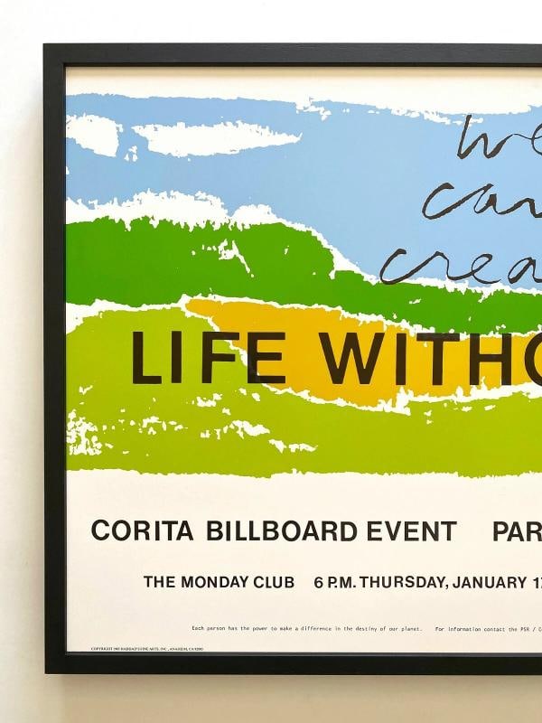 CORITA KENT RARE 1985 "LIFE WITHOUT WAR" LITHO PRINT FRAMED LARGE POP ART POSTER - 2