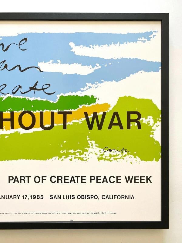 CORITA KENT RARE 1985 "LIFE WITHOUT WAR" LITHO PRINT FRAMED LARGE POP ART POSTER - 3
